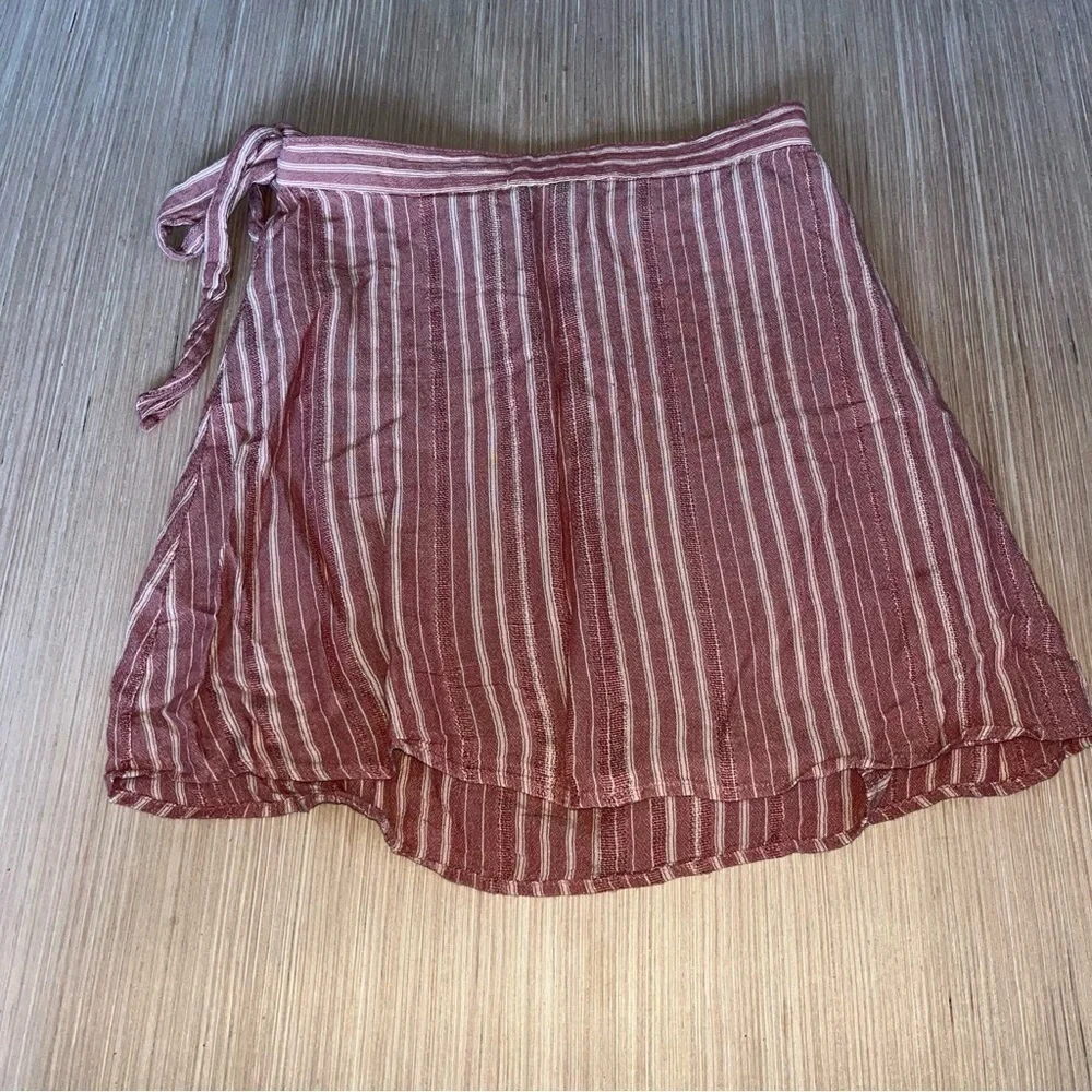American Eagle Red Striped Wrap Skirt